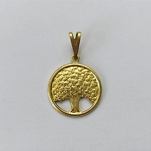 PINGENTE NO BRUTO PRONTO PARA O BANHO - (E2949) PINGENTE REDONDO ÁRVORE DA VIDA 15MM - PESO: 0,8GR - COMPOSIÇÃO: 100% LATÃO - BRU15786