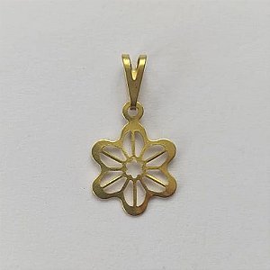 PINGENTE NO BRUTO PRONTO PARA O BANHO - (V3884) PINGENTE FLOR VAZADA 10MM - PESO: 0,3GR - COMPOSIÇÃO: 100% LATÃO - BR15848