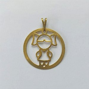 PINGENTE NO BRUTO PRONTO PARA O BANHO - (0001676) PINGENTE REDONDO MENINA 25MM - PESO: 0,8GR - COMPOSIÇÃO: 100% LATÃO - BRU15860