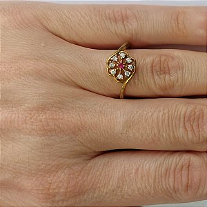 ANEL NO BRUTO PRONTO PARA O BANHO - (CX.111)  (AX002685 C503) ANEL CRAVEJADO EM MICROS ZIRCÔNIAS - PESO MÉDIO 2GR - COMPOSIÇÃO: LATÃO / ZIRCÔNIA - ANEL000494