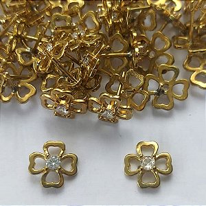 BRINCO NO BRUTO PRONTO PARA O BANHO (BX001208W) - BRINCO DE PINO FLOR COM ZIRCÔNIA CRISTAL - TAMANHO 10MM - PESO TOTAL DO PAR 0,9GR - BRU15911
