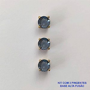PINGENTE NO BRUTO PRONTO PARA O BANHO - KIT COM 3 PINGENTES COM BASES EM ALTA FUSÃO REDONDAS ZIRCÔNIAS LILÁS 6X6MM - PESO TOTAL 1,5GR - BRU15975