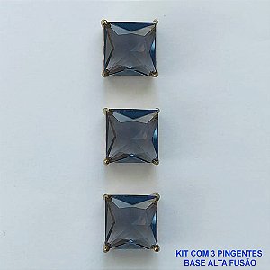 PINGENTE NO BRUTO PRONTO PARA O BANHO - KIT COM 3 PINGENTES COM BASES EM ALTA FUSÃO COM ZIRCÔNIAS QUADRADAS LILÁS 10X10MM - PESO TOTAL 6,8GR - BRU15986