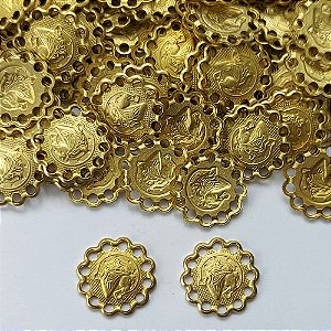 ACESSÓRIO NO BRUTO PRONTO PARA O BANHO(CX139) - (3.2001) MEDALHA FERRADURA COM CAVALO 12MM - PESO 0,3GR - COMPOSIÇÃO: 100% LATÃO (PEÇA VENDIDA POR UNIDADE) - BRU0003202