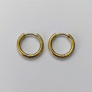 BRINCO EM AÇO INOXIDÁVEL - (CX.137) BRINCO ARGOLA DOURADA 16MM - COMPOSIÇÃO: AÇO INOXIDÁVEL - AÇO2155