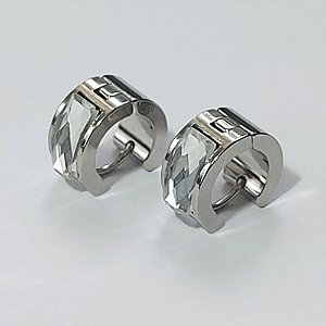 BRINCO EM AÇO INOXIDÁVEL - (CX.137) BRINCO DE ARGOLA COM STRASS CRISTAL 7X14MM - COMPOSIÇÃO: AÇO INOXIDÁVEL - AÇO2159