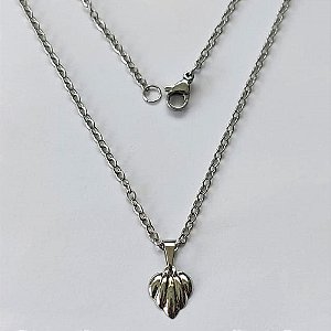 GARGANTILHA EM AÇO INOXIDÁVEL - (ACO03C) GARGANTILHA COM CORRENTE 45CM E PINGENTE CONCHA 11MM - COMPOSIÇÃO: AÇO INOXIDÁVEL - AÇO2188