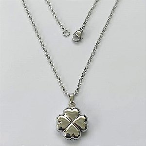 GARGANTILHA EM AÇO INOXIDÁVEL(CX139) - (ACO12) GARGANTILHA COM CORRENTE 50CM E PINGENTE TREVO 4 FOLHAS 18MM - COMPOSIÇÃO: AÇO INOXIDÁVEL - AÇO2190