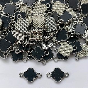 ACESSÓRIO PINGENTE TIPO VAN CLEEF PRETO 12MM COM DUAS ARGOLINHAS - (VENDIDO POR UNIDADE) - BIJU00013
