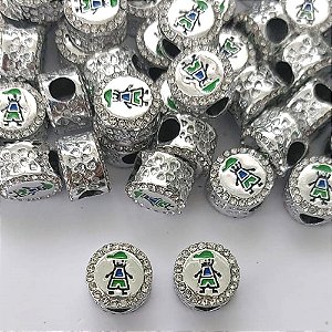 BERLOQUE PARA PULSEIRAS TIPO PANDORA(CX139) - REDONDO COM BRILHOS E MENINO 10MM (VENDIDO POR UNIDADE) - BIJU00016