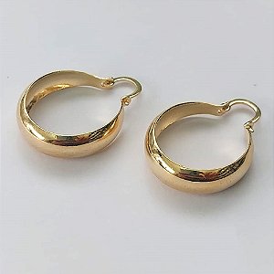 BRINCO FOLHEADO A OURO - BANHADO COM 5 MILÉSIMOS + VERNIZ DIAMOND - BRINCO DE ARGOLA 6X21MM - OURO402