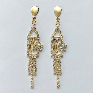 BRINCO FOLHEADO A OURO - BANHADO COM 5 MILÉSIMOS + VERNIZ DIAMOND - BRINCO TODO CRAVEJADO EM MICROS ZIRCÔNIAS 58MM - OURO406