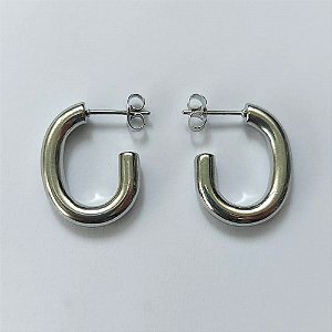 BRINCO EM AÇO INOXIDÁVEL - BRINCO DE PINO ARGOLA 16X20MM - COMPOSIÇÃO: AÇO INOXIDÁVEL - AÇO2195