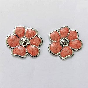 BRINCO EM AÇO INOXIDÁVEL - (CX.140) BRINCO DE PINO FLOR ESMALTADA LARANJA 25MM - COMPOSIÇÃO: AÇO INOXIDÁVEL - AÇO2211