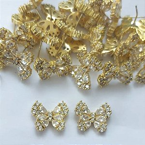 BRINCO NO BRUTO PRONTO PARA O BANHO - BRINCO DE PINO BORBOLETA CRAVEJADA EM MICROS ZIRCÔNIAS 17MM - PESO: 4,8GR - COMPOSIÇÃO: LATÃO / ZIRCÔNIA - BRU16111