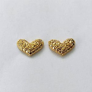 BRINCO FOLHEADO A OURO - BANHADO COM 5 MILÉSIMOS + VERNIZ DIAMOND - (CRIS) BRINCO DE PINO CORAÇÃO 7X12MM - OURO463