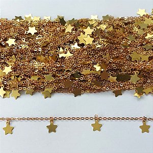 CORRENTE NO BRUTO PRONTO PARA O BANHO - CORRENTE COM ESTRELAS 8MM - (VENDIDA POR METRO) - BRU0003220