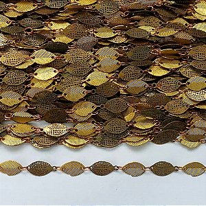 CORRENTE NO BRUTO PRONTO PARA O BANHO - CORRENTE COM FOLHAS 10MM - (VENDIDA POR METRO) - BRU0003221