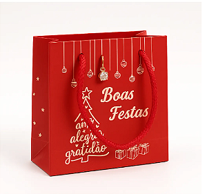 SACOLA PAPEL NATAL PRESENTE LEMBRANCINHA 10x10x04 -VENDIDO POR UNIDADE LOJA00019