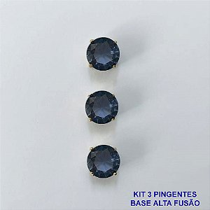 PINGENTE NO BRUTO PRONTO PARA O BANHO - KIT COM 3 PINGENTES COM BASES EM ALTA FUSÃO REDONDAS ZIRCÔNIAS LILÁS 10X10MM - PESO TOTAL 3,4GR - BRU16153
