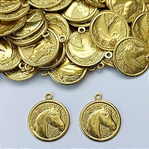 ACESSÓRIO NO BRUTO PRONTO PARA O BANHO - (3.2304A1) (CX.30) PINGENTE REDONDO CAVALO 16MM - COMPOSIÇÃO: 100% LATÃO - PESO TOTAL 0,9GR - BRU0003225