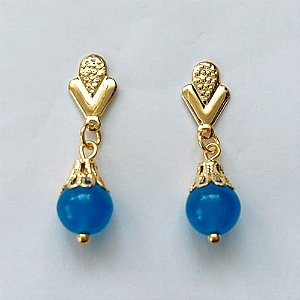 BRINCO FOLHEADO A OURO - BANHADO COM 5 MILÉSIMOS + VERNIZ DIAMOND - BRINCO DE PINO COM BASE TRABALHADA E PINGENTE CRISTAL AUSTRÍACO - OURO510