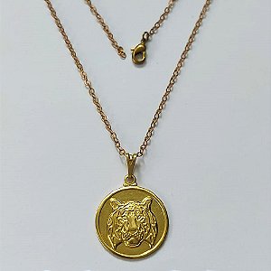 GARGANTILHA NO BRUTO PRONTA PARA O BANHO - (5007) GARGANTILHA COM CORRENTE CADEADO COM PINGENTE TIGRE 20MM - PESO: 3,4GR - COMPOSIÇÃO: 100% LATÃO - BRU16202