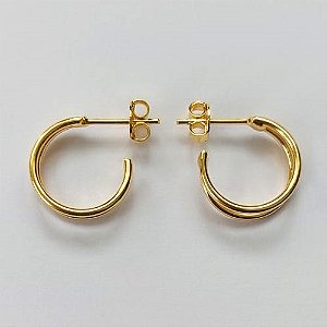 BRINCO FOLHEADO A OURO - BANHADO COM 5 MILÉSIMOS + VERNIZ DIAMOND - (ARJ1268) BRINCO DE PINO ARGOLA DUPLA 14MM - OURO570