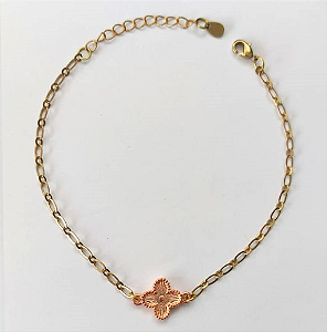 PULSEIRA NO BRUTO PRONTO PARA O BANHO(CX142)( COM CORRENTE ELLO 1X1 E TREIS PINGENTE VAN CLEEF /PESO TOTAL 3,2GR COM FECHO LAGOSTA E EXTENSOR BRU0003241