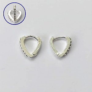 BRINCO FOLHEADO A PRATA COM 50 MILÉSIMOS + VERNIZ DIAMOND - BRINCO ARGOLA CRAVEJADO COM 1 FILEIRA DE MICROS ZIRCÔNIAS 1X11MM - PRA638