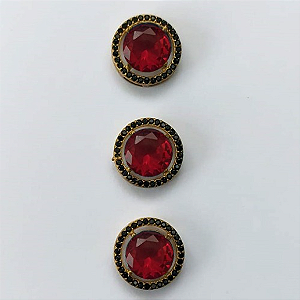 PINGENTE NO BRUTO PRONTO PARA O BANHO - KIT COM 3 PINGENTES COM BASES EM ALTA FUSÃO REDONDAS CRAVEJADAS COM MICROS ZIRCÔNIAS CRISTAIS NEGRO E PEDRA EM ZIRCÔNIA 10MM - PESO TOTAL 6,6GR - BRU0003284