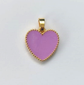 PINGENTE FOLHEADO A OURO - BANHADO COM 5 MILÉSIMOS + VERNIZ DIAMOND - PINGENTE DE CORAÇÃO RESINADO 14MM OURO600