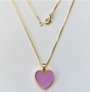 GARGANTILHA FOLHEADO A OURO - BANHADO COM 5 MILÉSIMOS + VERNIZ DIAMOND - PINGENTE DE FLOR RESINADO 20MM OURO606