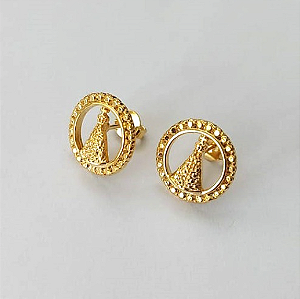 BRINCO FOLHEADO A OURO - BANHADO COM 5 MILÉSIMOS + VERNIZ DIAMOND - BRINCO DE PINO - 10MM - OURO615