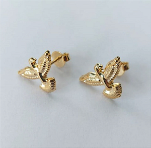 BRINCO FOLHEADO A OURO - BANHADO COM 5 MILÉSIMOS + VERNIZ DIAMOND - BRINCO DE PINO - 10MM - OURO617