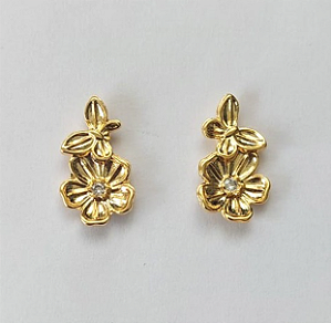 BRINCO FOLHEADO A OURO - BANHADO COM 5 MILÉSIMOS + VERNIZ DIAMOND - BRINCO DE PINO - 10MM - OURO618