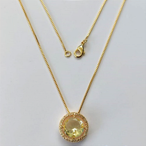 GARGANTILHA FOLHEADO A OURO COM CORRENTE VENEZIANA DE 45CM PINGENTE CRAVEJADO EM MICRO ZIRCONIA E PEDRA DE ZIRCONIA 10MM OURO000630