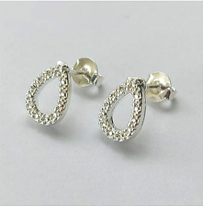 BRINCO FOLHEADO A PRATA COM 50 MILÉSIMOS + VERNIZ DIAMOND -(CRIS) BRINCO DE PINO- PRA654