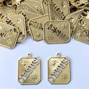 PINGENTE NO BRUTO PRONTO PARA O BANHO - (561) PINGENTE RETANGULAR VAZADO JESUS 19X23MM - PESO TOTAL 2,1GR - BRU16300