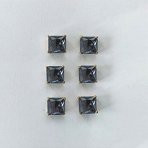 BRINCO NO BRUTO PRONTO PARA O BANHO - KIT COM 3 BRINCOS DE PINO COM BASE EM ALTA FUSÃO COM ZIRCÔNIA LILÁS QUADRADA 6X6MM - PESO TOTAL 3,5GR - BRU16306