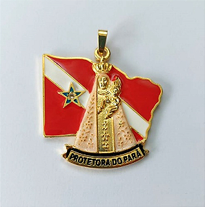 PINGENTE FOLHEADO A OURO E RESINADA (PROTETORA DO PARÁ) PINGENTE DE NOSSA SENHORA NAZARÉ OURO000641