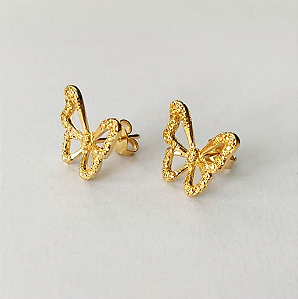 BRINCO FOLHEADO A OURO - BANHADO COM 5 MILÉSIMOS + VERNIZ DIAMOND - (CRIS) BRINCO DE PINO DE 12MM - OURO641