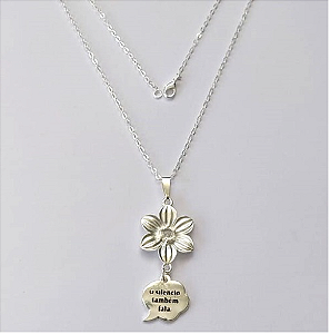 GARGANTILHA FOLHEADO A PRATA COM 50 MILÉSIMO+ VERNIZ DIAMOND TAMANHO 12MM (COM UMA PEDRA DE ZIRCONIA)- PRA674