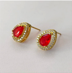 BRINCO NO BRUTO PRONTO PARA O BANHO - BRINCOS DE PINO COM BASE EM ALTA FUSÃO COM ZIRCÔNIA GOTA 6X8MM - PESO TOTAL 2.8gr- BRU0003311