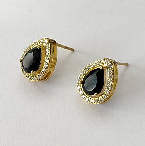 BRINCO NO BRUTO PRONTO PARA O BANHO - BRINCOS DE PINO COM BASE EM ALTA FUSÃO COM ZIRCÔNIA GOTA 6X8MM - PESO TOTAL 2.8gr- BRU0003315