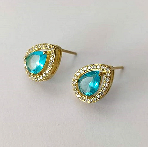 BRINCO NO BRUTO PRONTO PARA O BANHO - BRINCOS DE PINO COM BASE EM ALTA FUSÃO COM ZIRCÔNIA GOTA 6X8MM - PESO TOTAL 2.8gr- BRU0003317