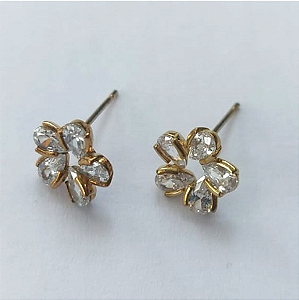 BRINCO NO BRUTO PRONTO PARA O BANHO(CX142)( BRINCO DE PINO COM ZIRCONIA TAMANHO 10MM ) PESO 1.7GR / BRU0003327