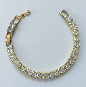 PULSEIRA NO BRUTO PRONTO PARA O BANHO(CX142) TODA EM ZIRCONIA QUADRADA 6MM(TAMANHO 18CM BRU0003328