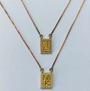 ESCAPULARIO NO BRUTO PRONTO PARA O BANHO(CX142) PINGENTE DE JESUS CRAVEJADO ZIRCONIA BRU0003331