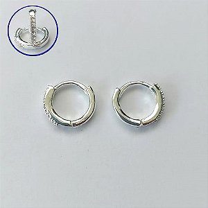 BRINCO FOLHEADO A PRATA COM 50 MILÉSIMO+ VERNIZ DIAMOND BRINCO DE ARGOLA COM 1 FILEIRA DE MICRO ZIRCÔNIAS 11MM PRA690